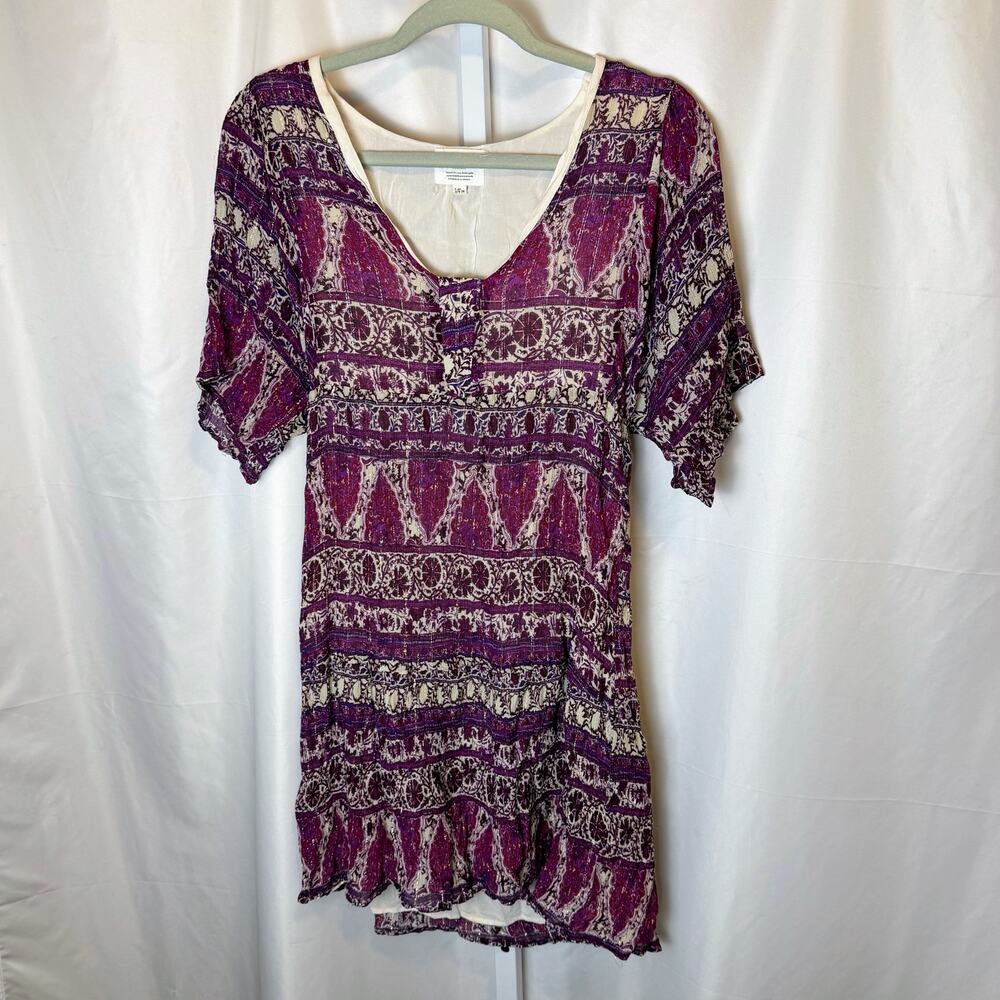 Maison‎ 123 Paris Purple Silk Blend Patterned Dress FR 40 US 8 Quiet Luxury Boho